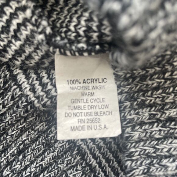 Vintage Sweater Mens Large Black White Cosby 80s Argyle Knit Striped Area by Tag - Picture 4 of 8